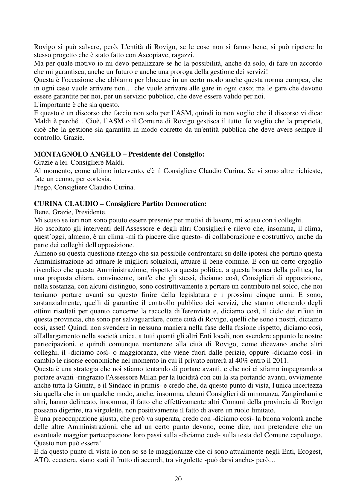 Pagina 20 del verbale
