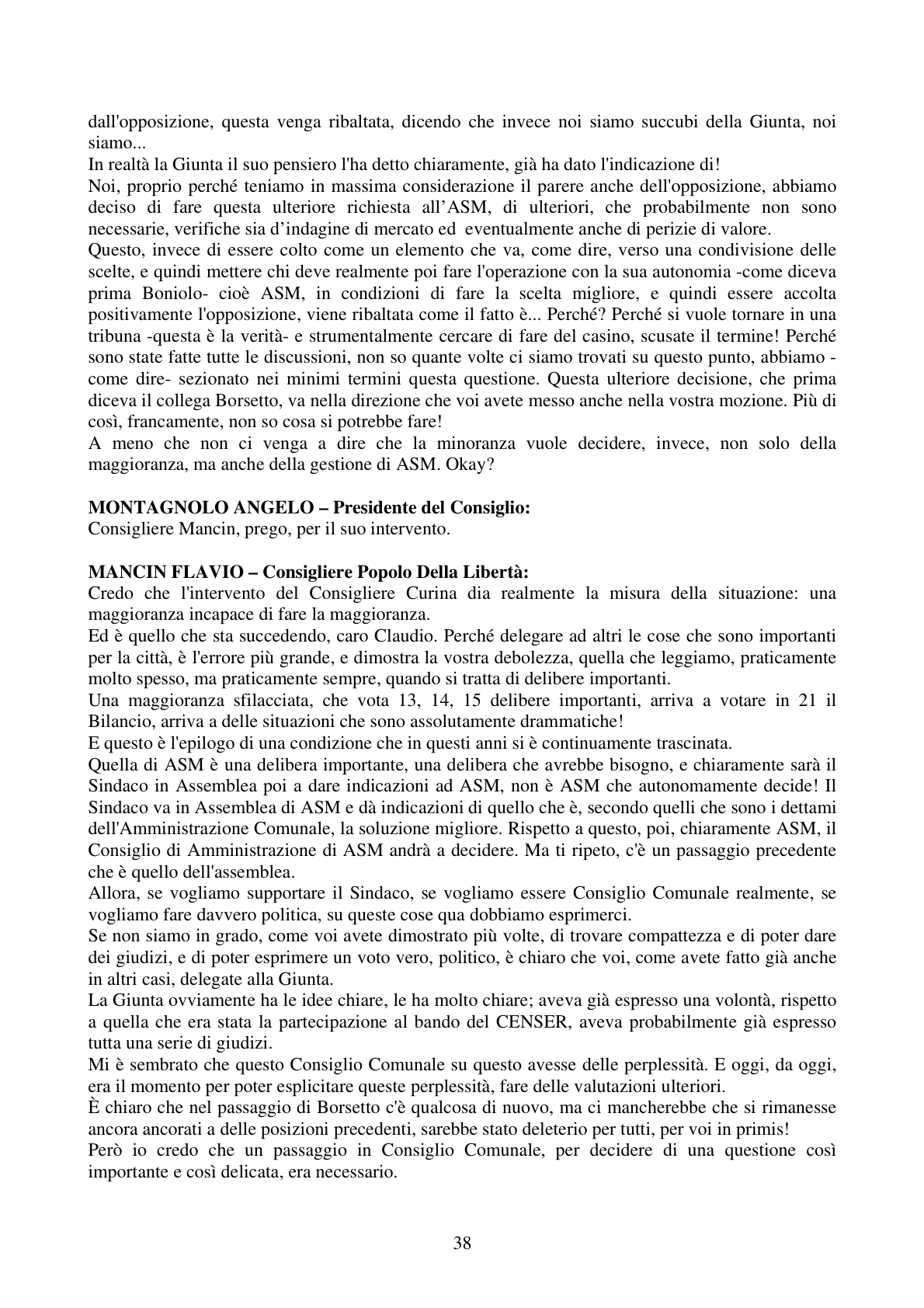 Pagina 38 del verbale