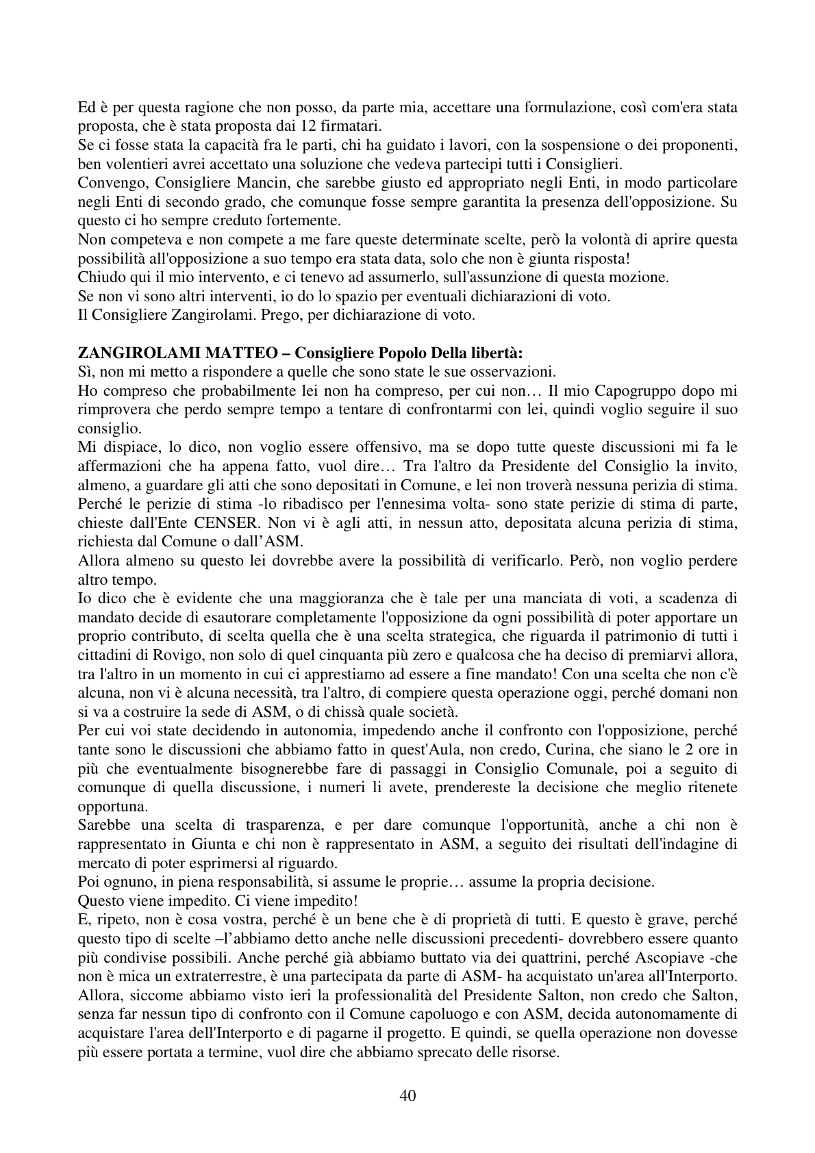 Pagina 40 del verbale