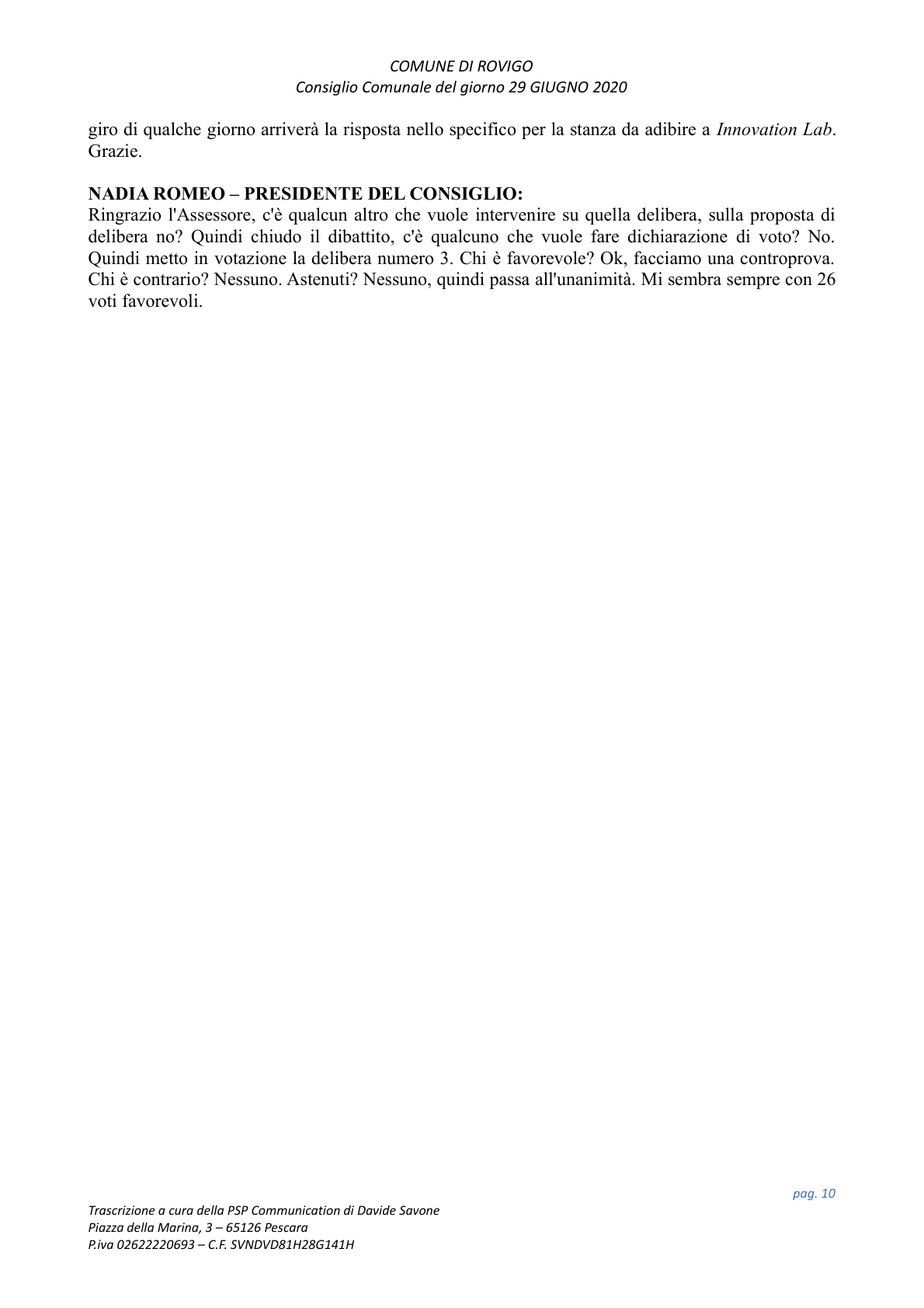 Pagina 10 del verbale