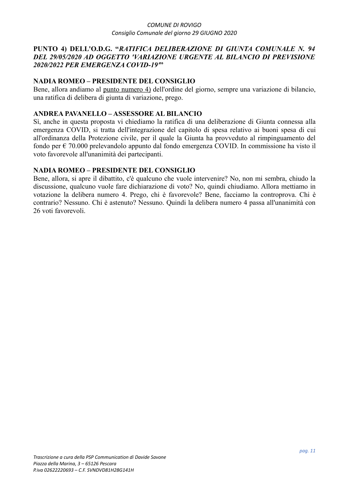 Pagina 11 del verbale