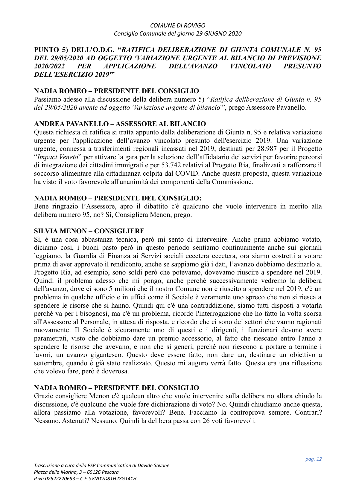Pagina 12 del verbale
