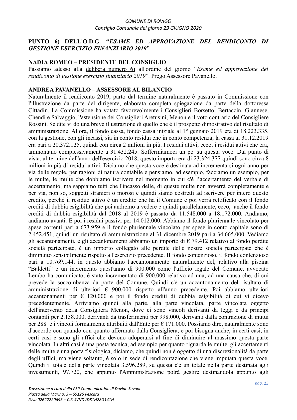 Pagina 13 del verbale