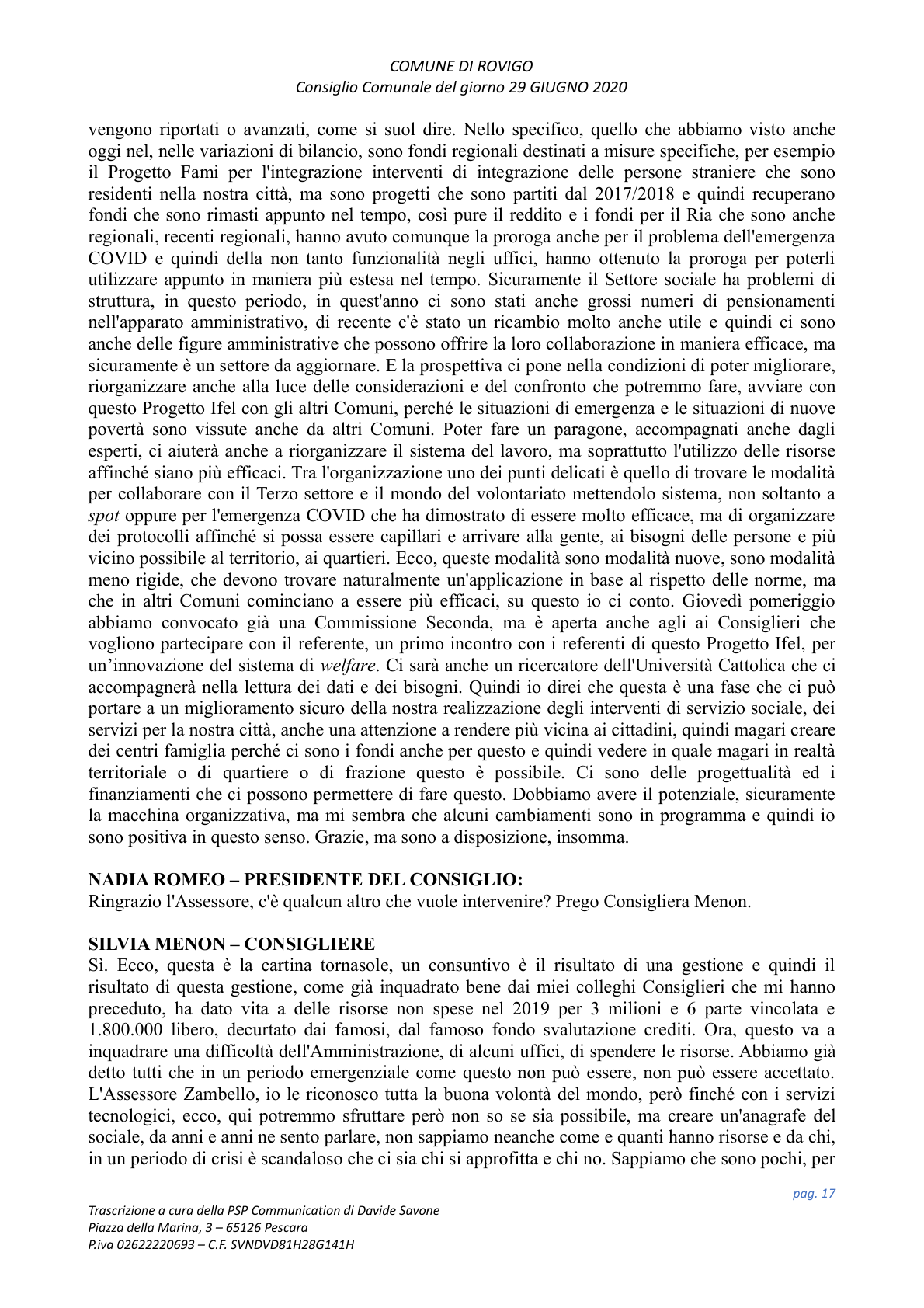 Pagina 17 del verbale
