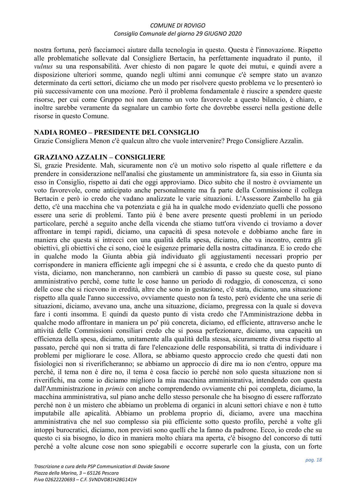 Pagina 18 del verbale
