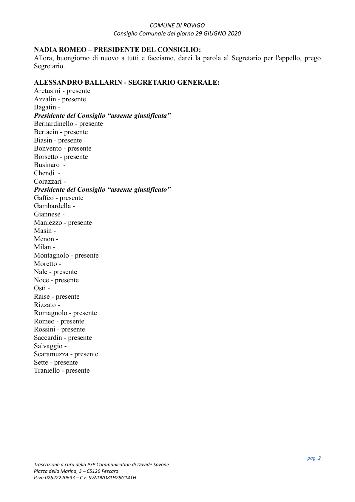 Pagina 2 del verbale