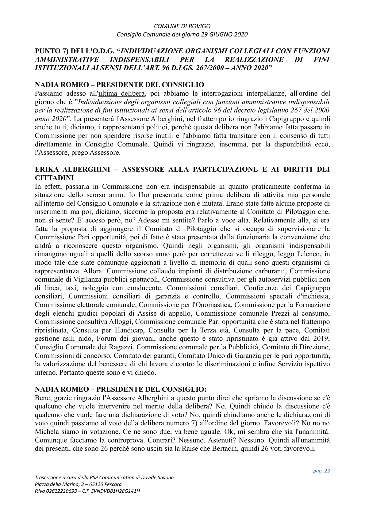 Pagina 23 del verbale