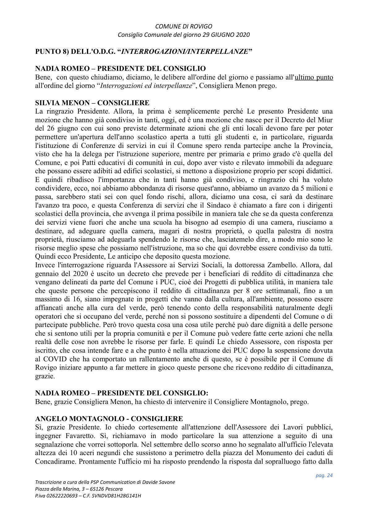 Pagina 24 del verbale