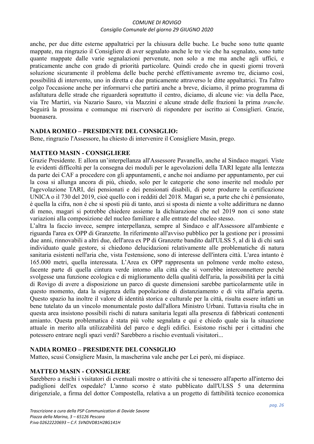 Pagina 26 del verbale