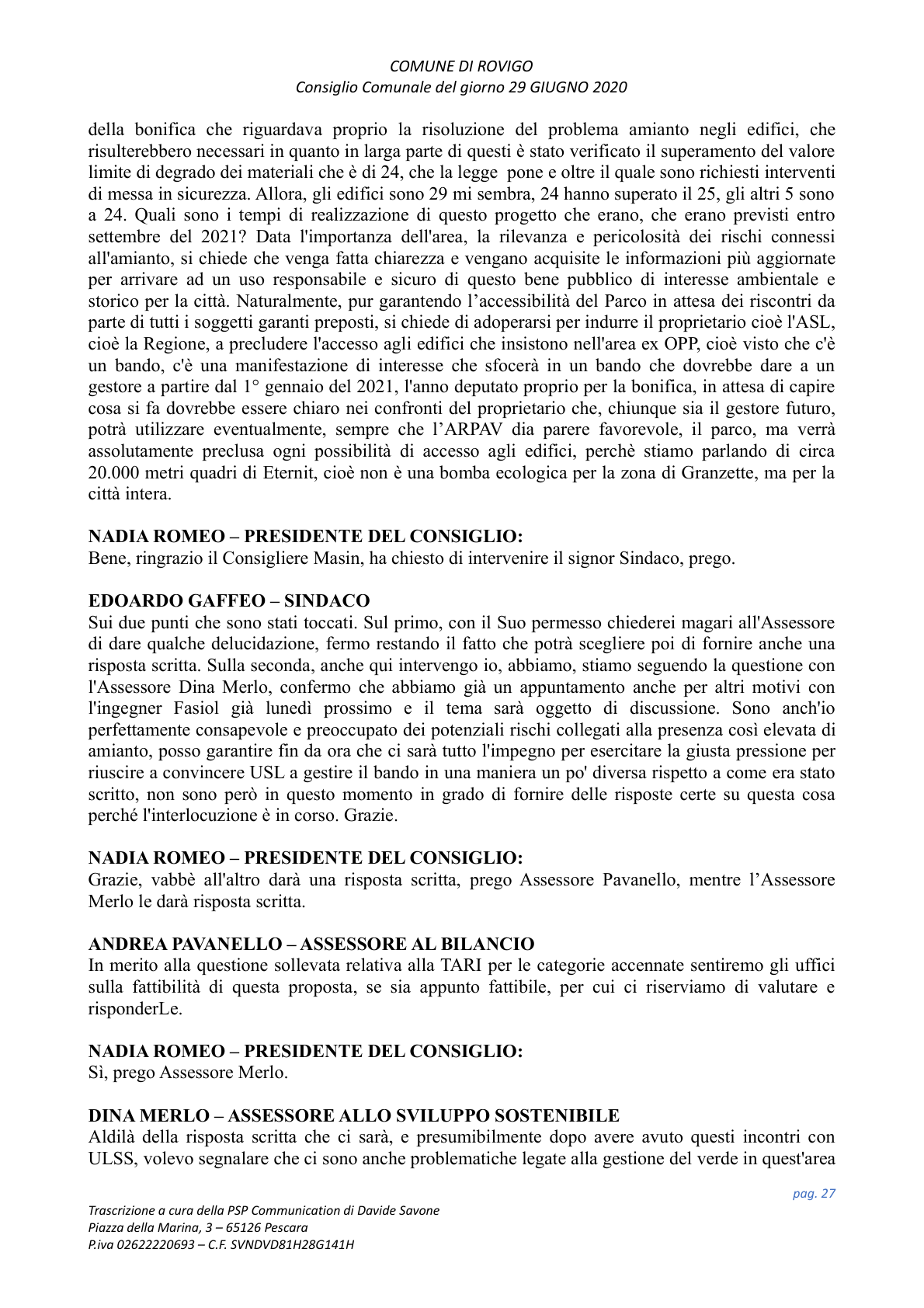 Pagina 27 del verbale