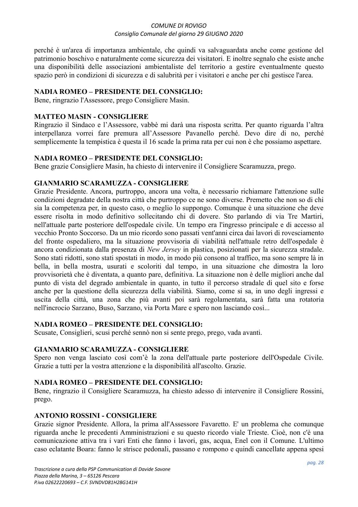 Pagina 28 del verbale