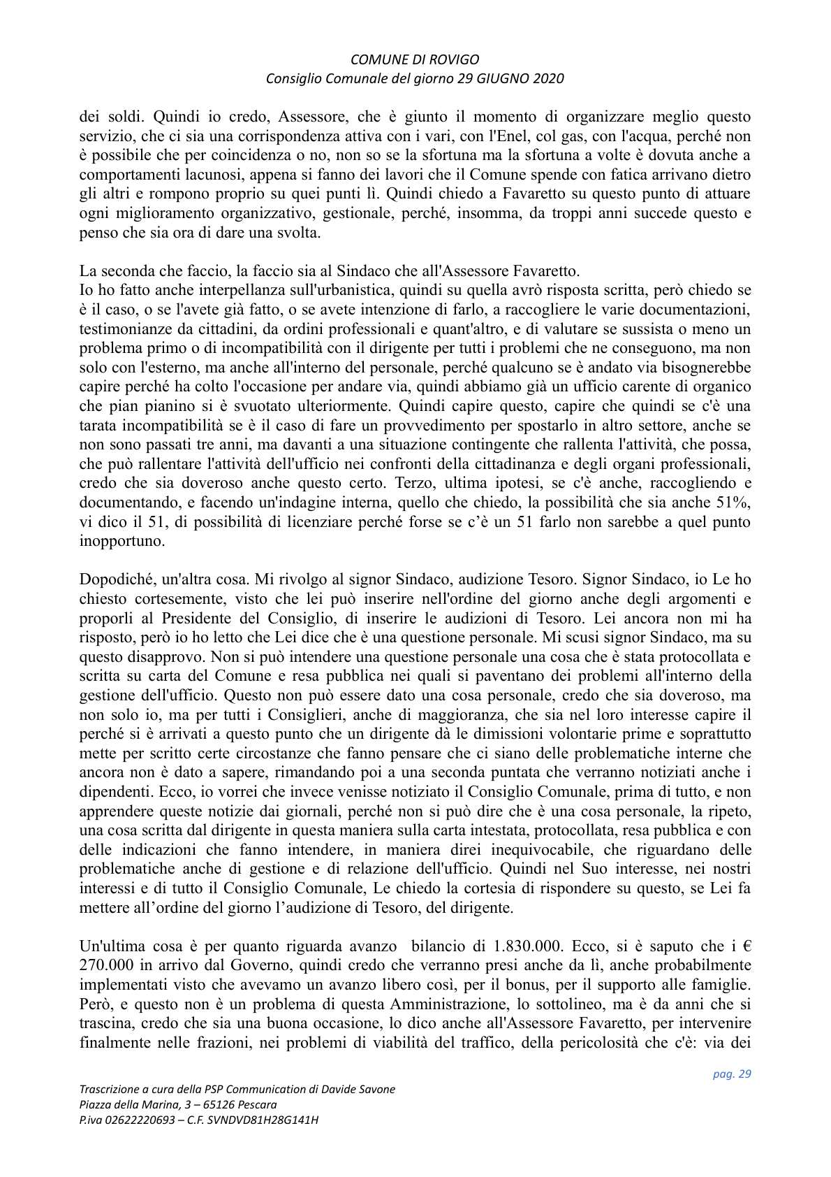 Pagina 29 del verbale