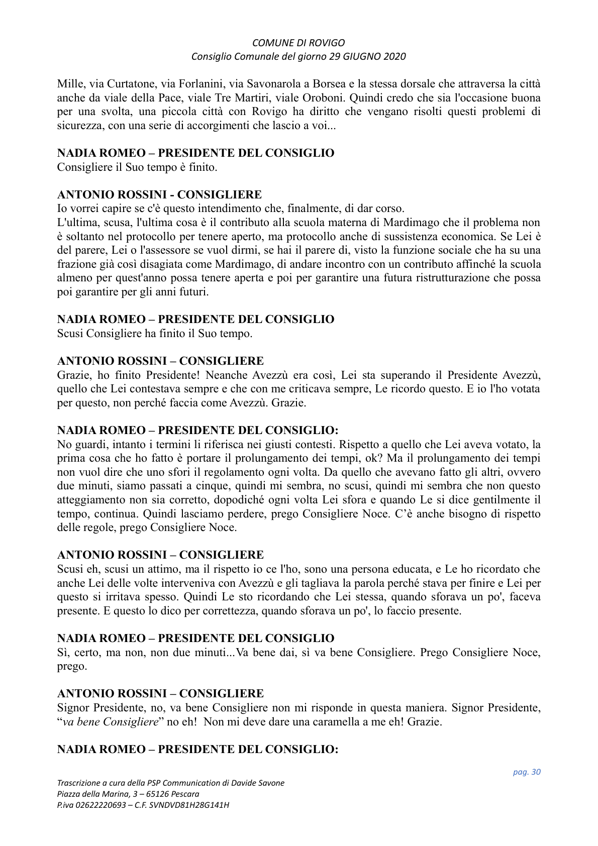 Pagina 30 del verbale