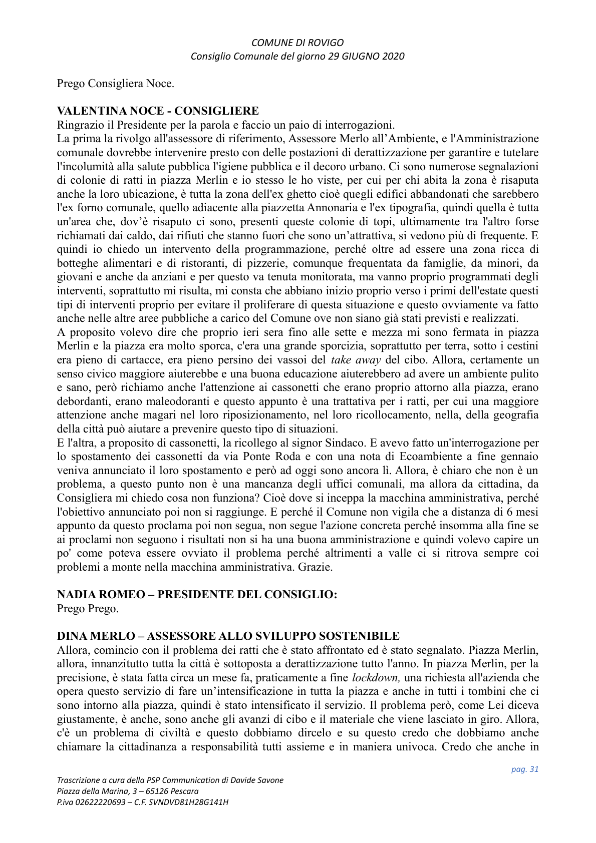 Pagina 31 del verbale