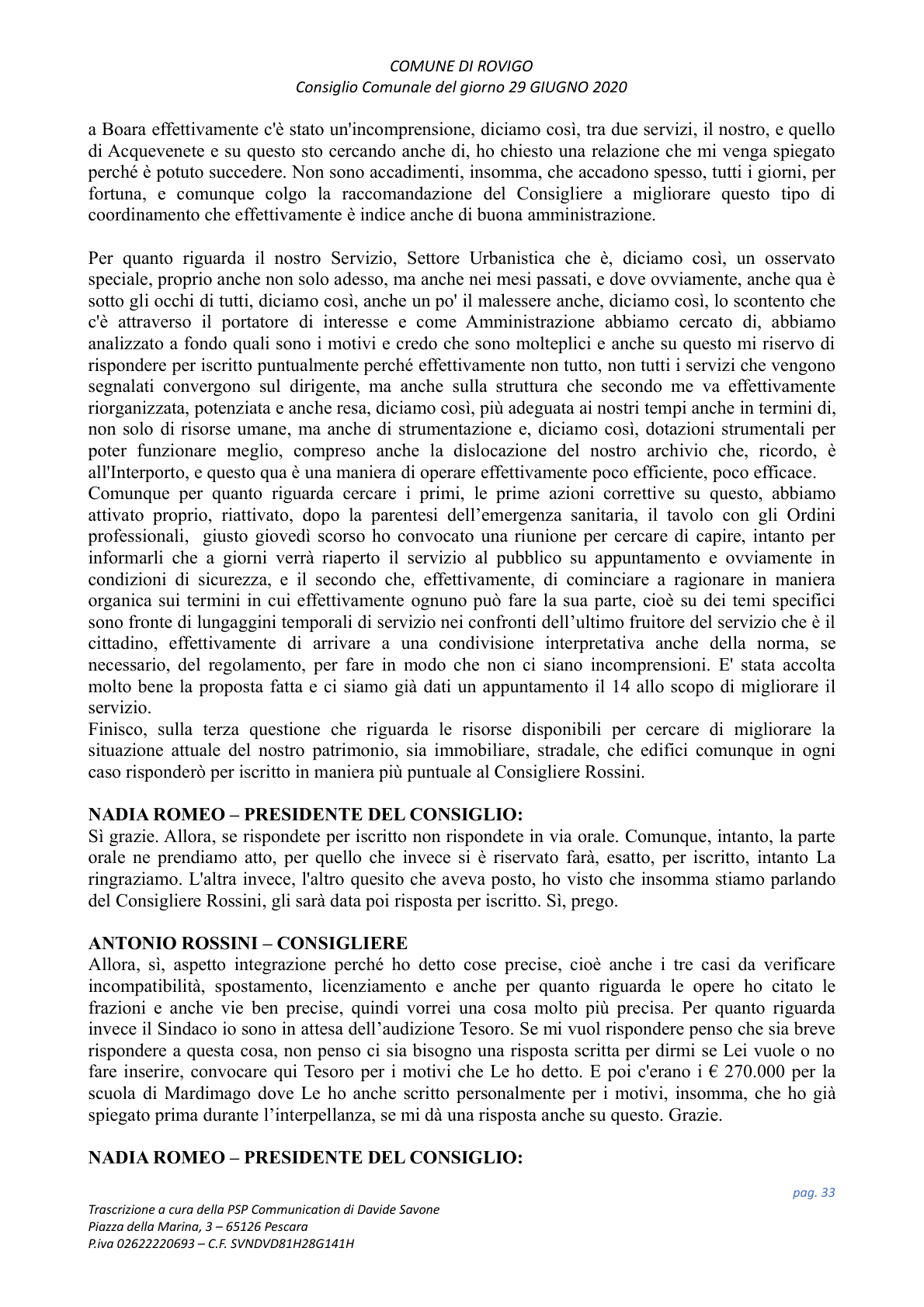 Pagina 33 del verbale