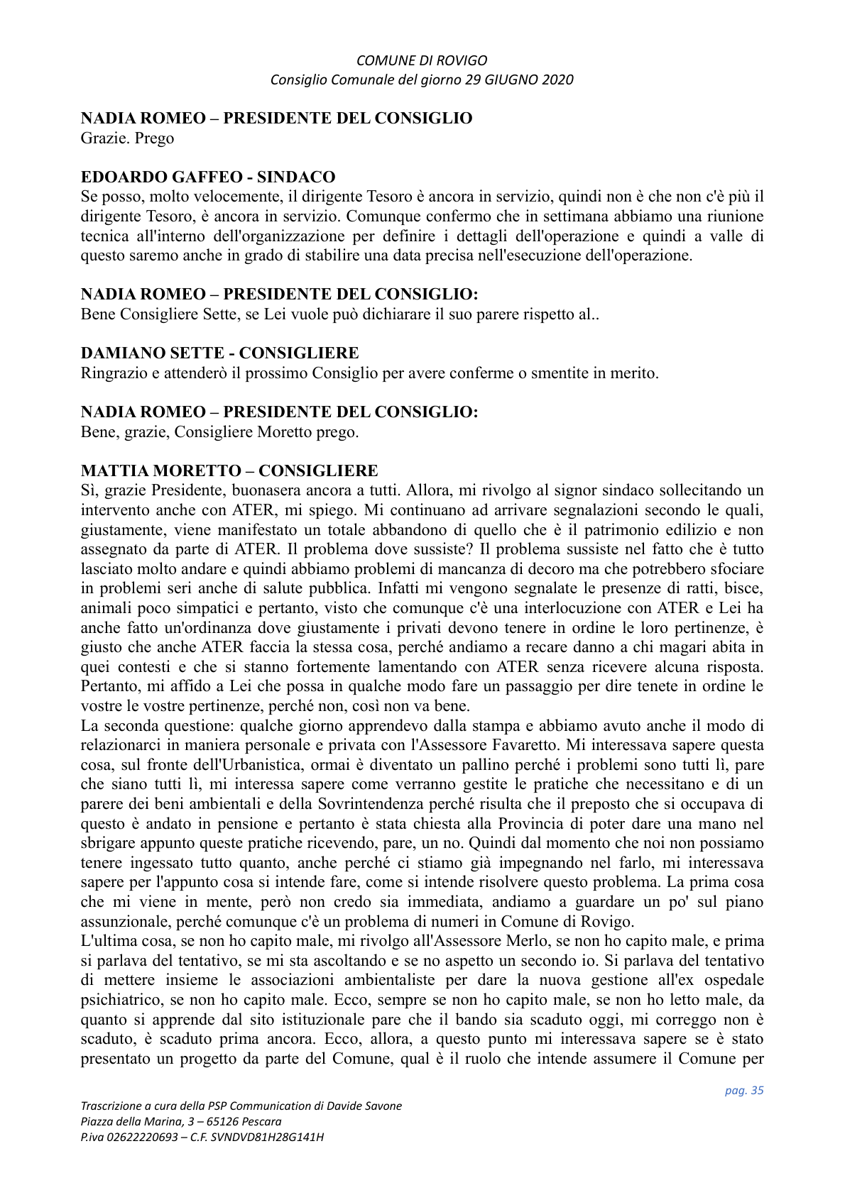 Pagina 35 del verbale