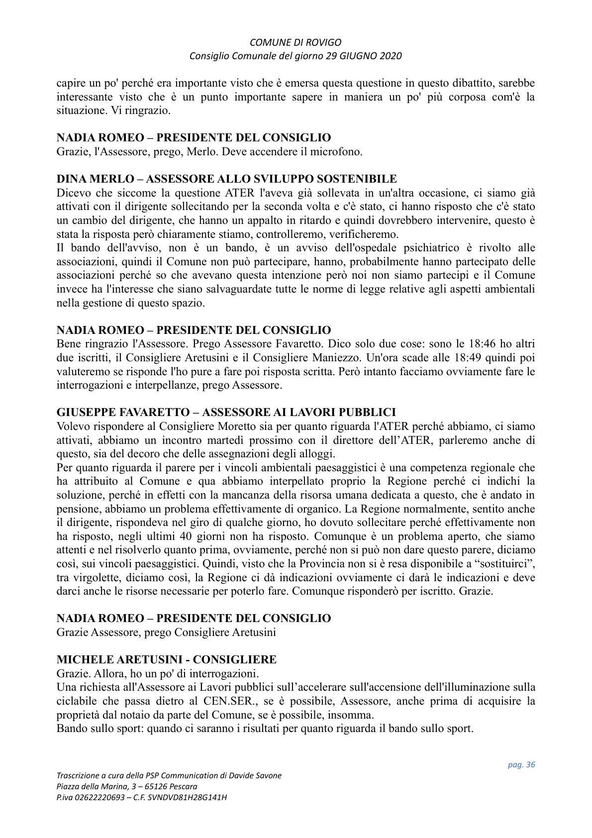 Pagina 36 del verbale