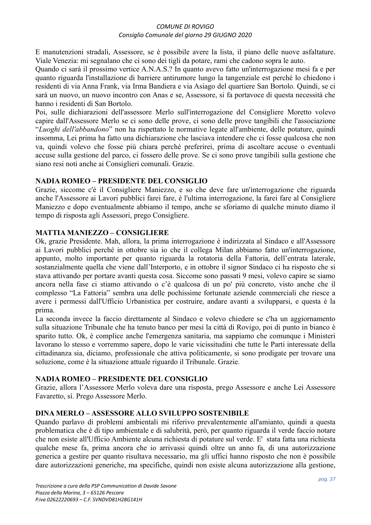 Pagina 37 del verbale