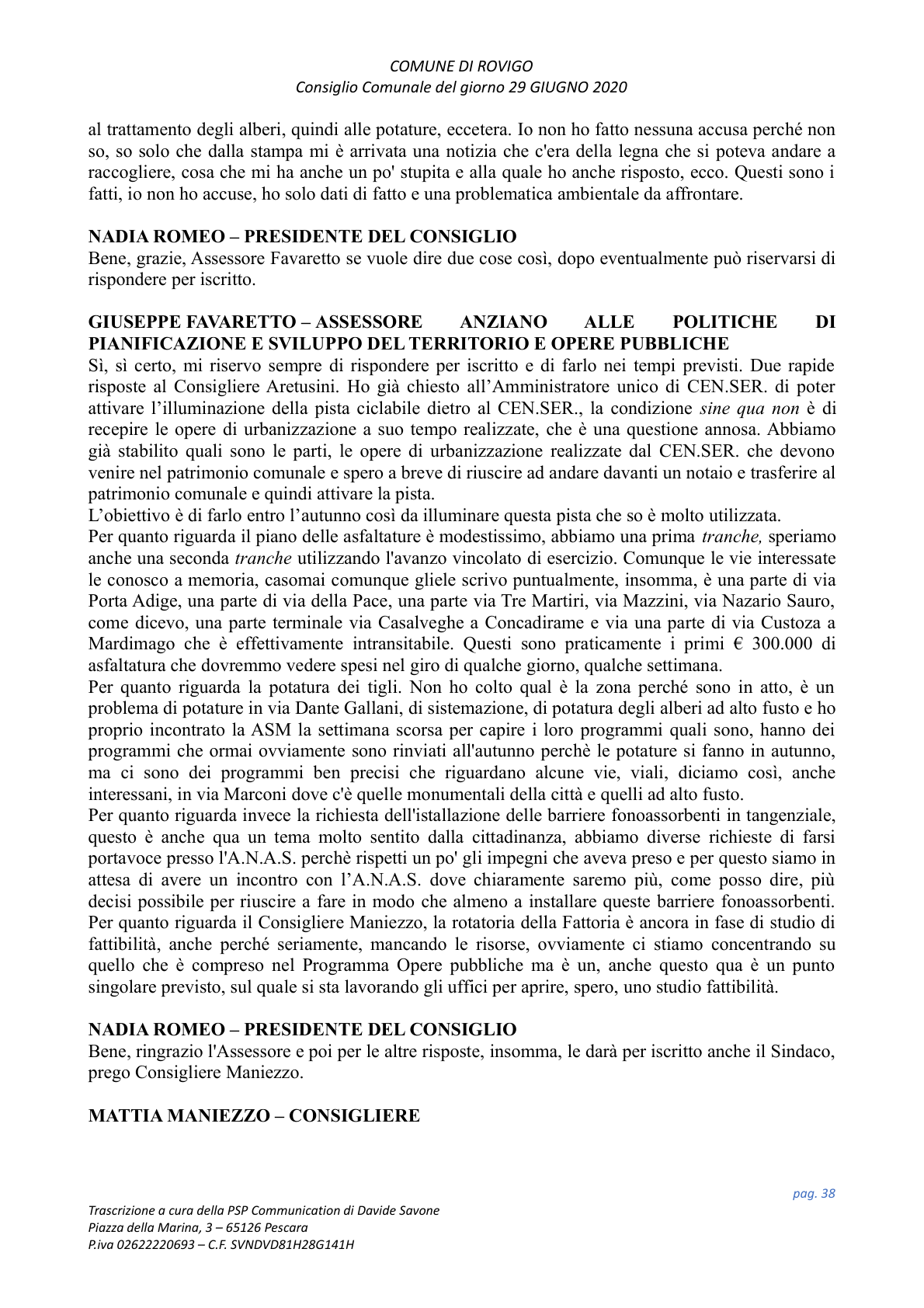 Pagina 38 del verbale