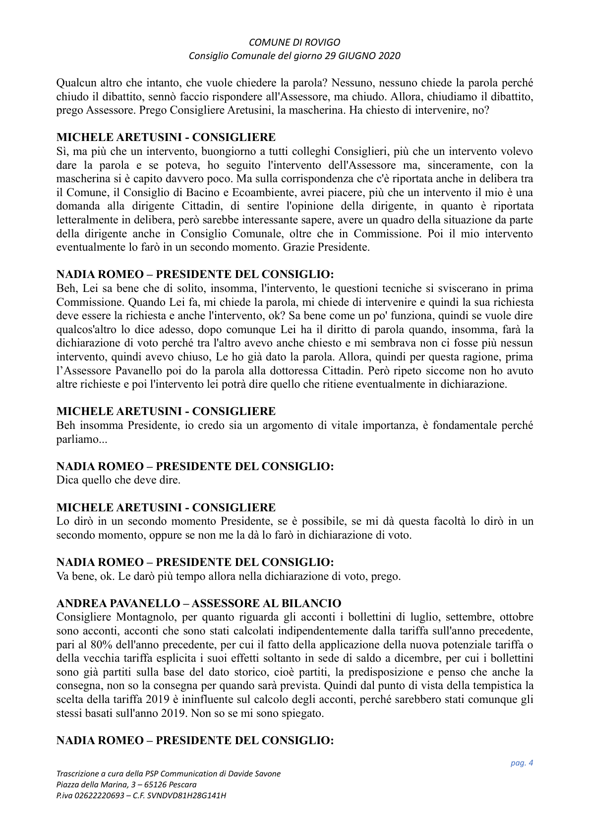 Pagina 4 del verbale