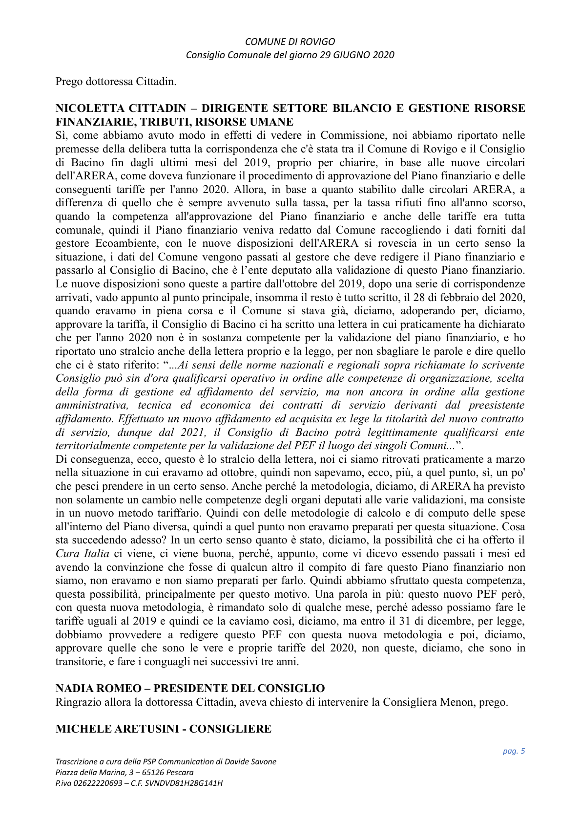 Pagina 5 del verbale