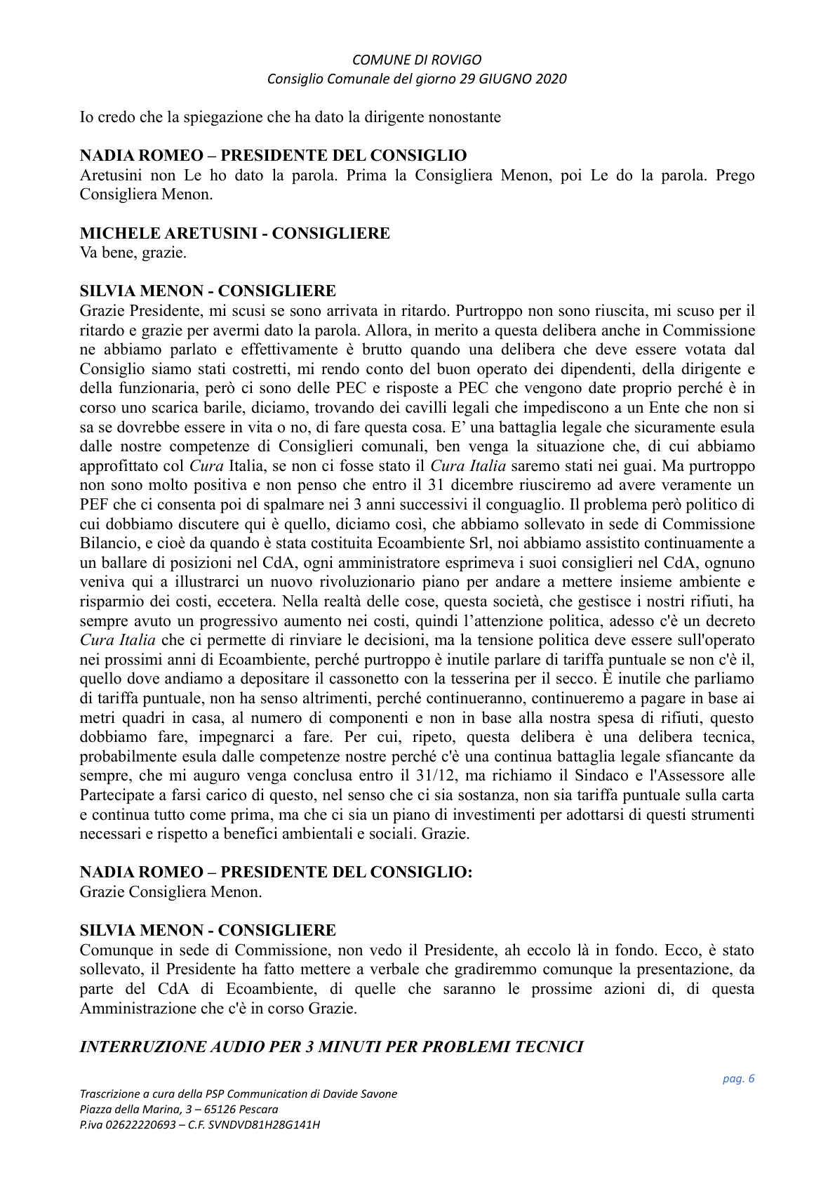 Pagina 6 del verbale