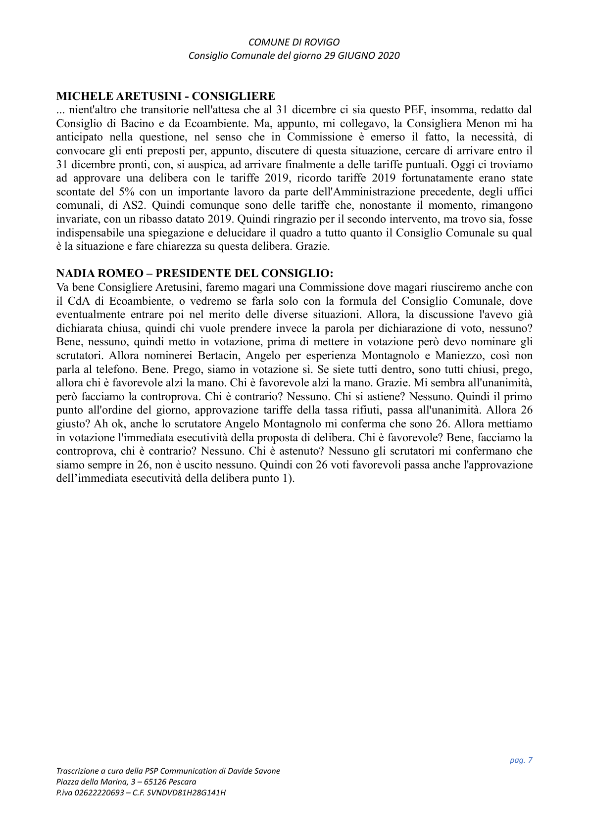 Pagina 7 del verbale