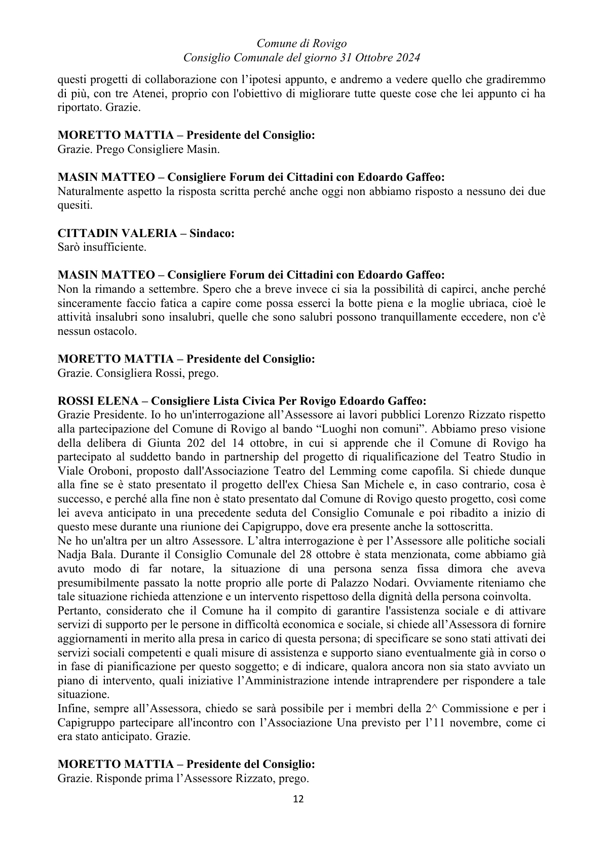 Pagina 12 del verbale