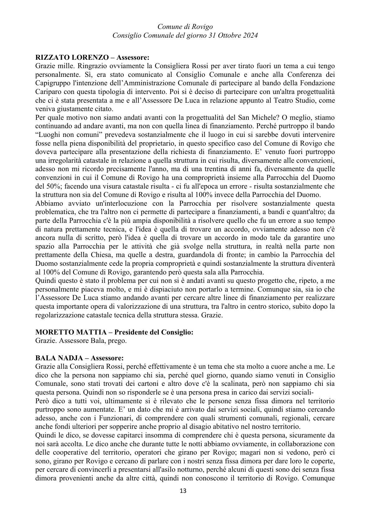 Pagina 13 del verbale