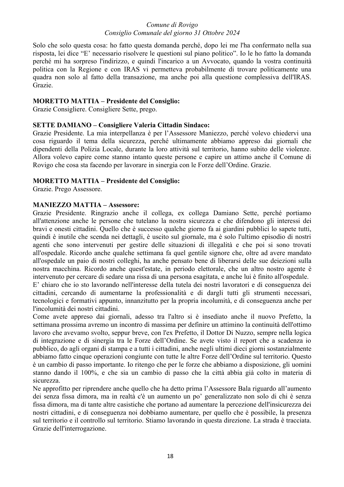 Pagina 18 del verbale