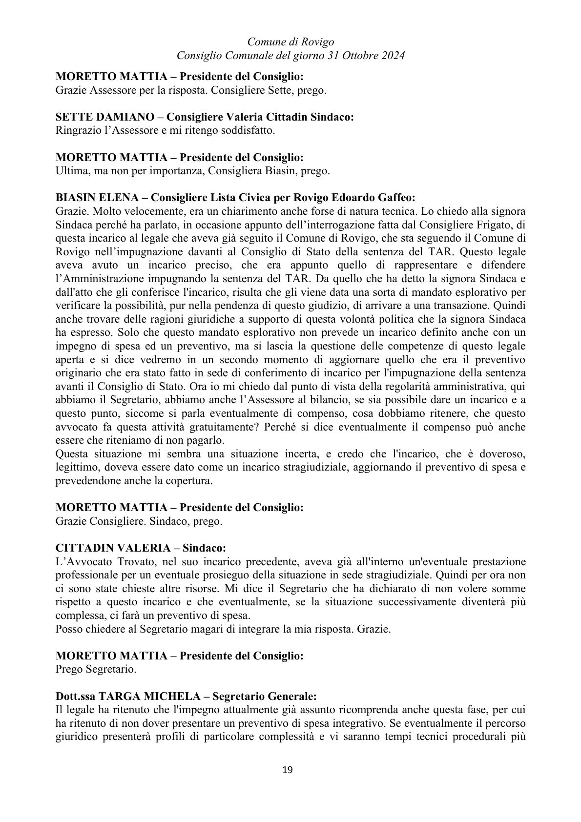 Pagina 19 del verbale