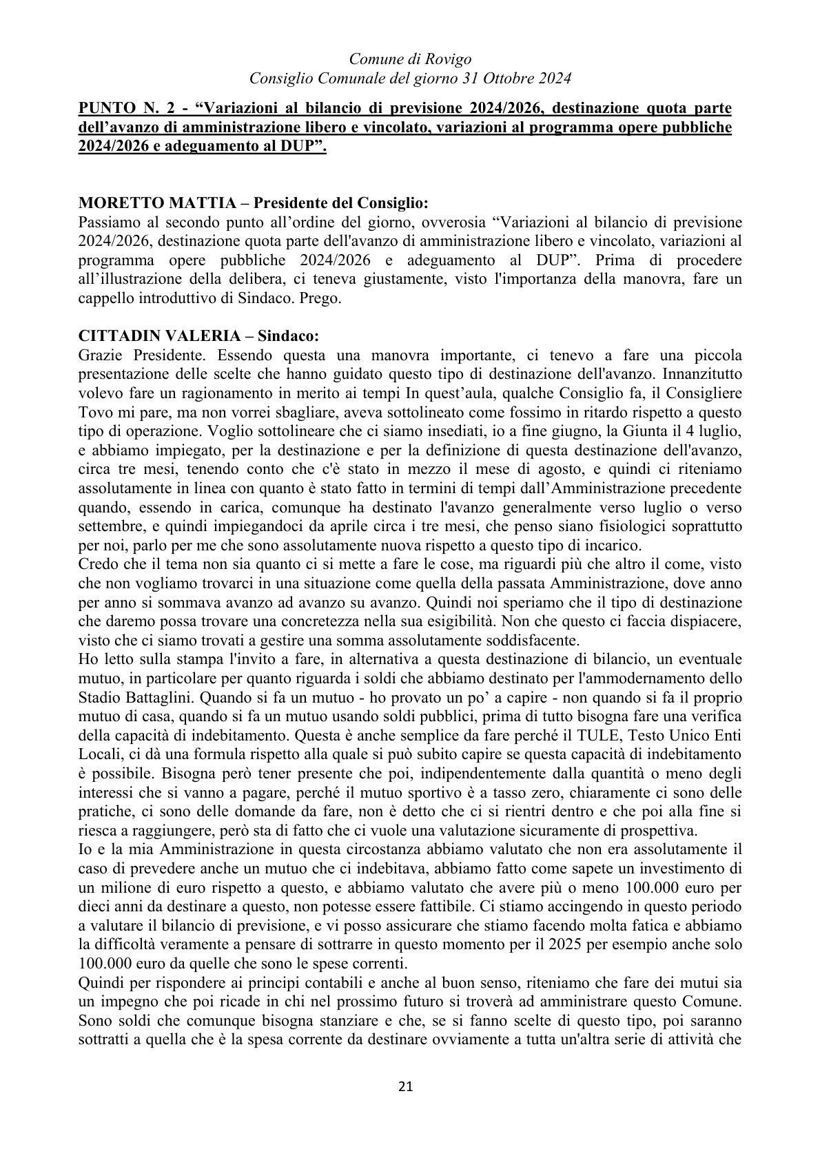 Pagina 21 del verbale