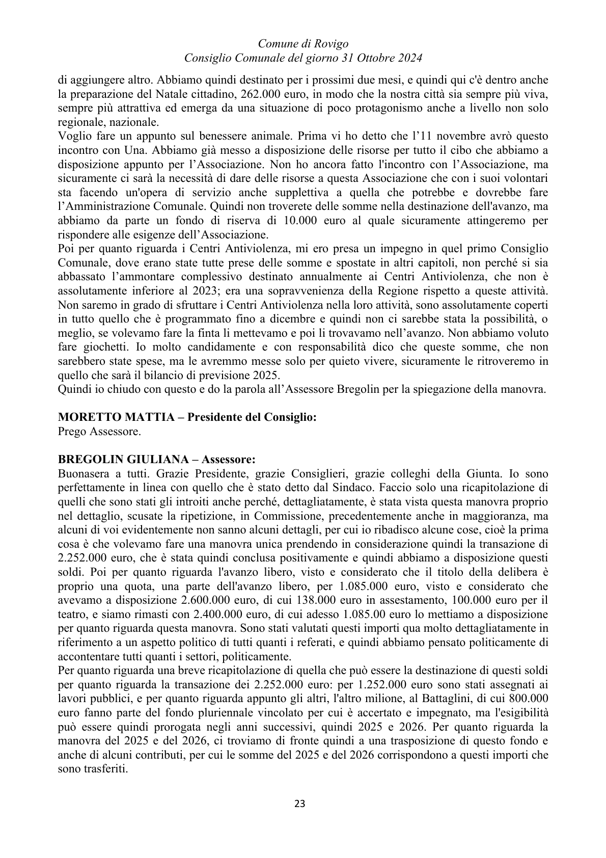 Pagina 23 del verbale