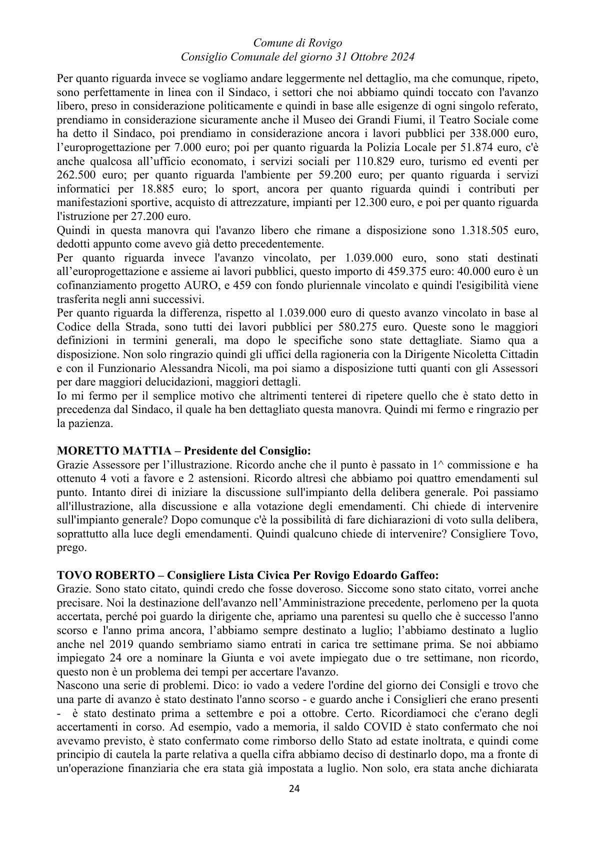 Pagina 24 del verbale