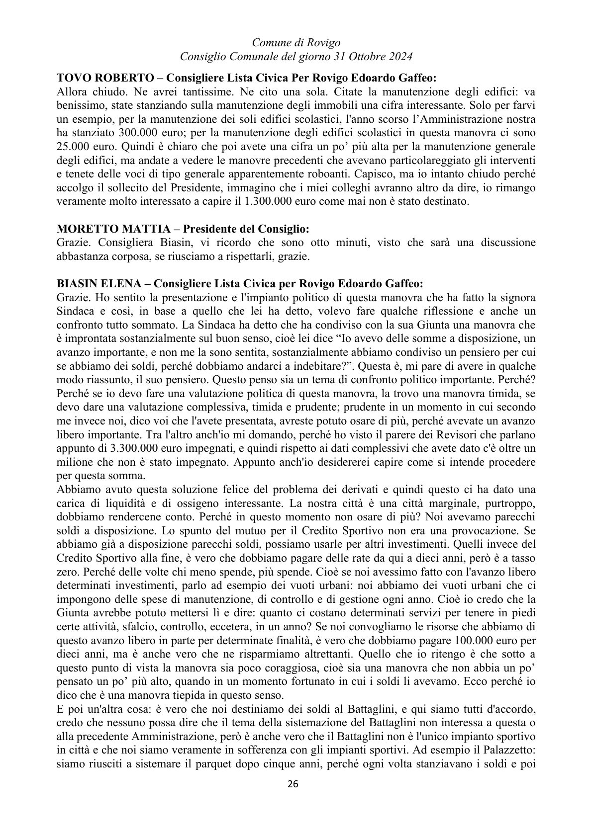 Pagina 26 del verbale
