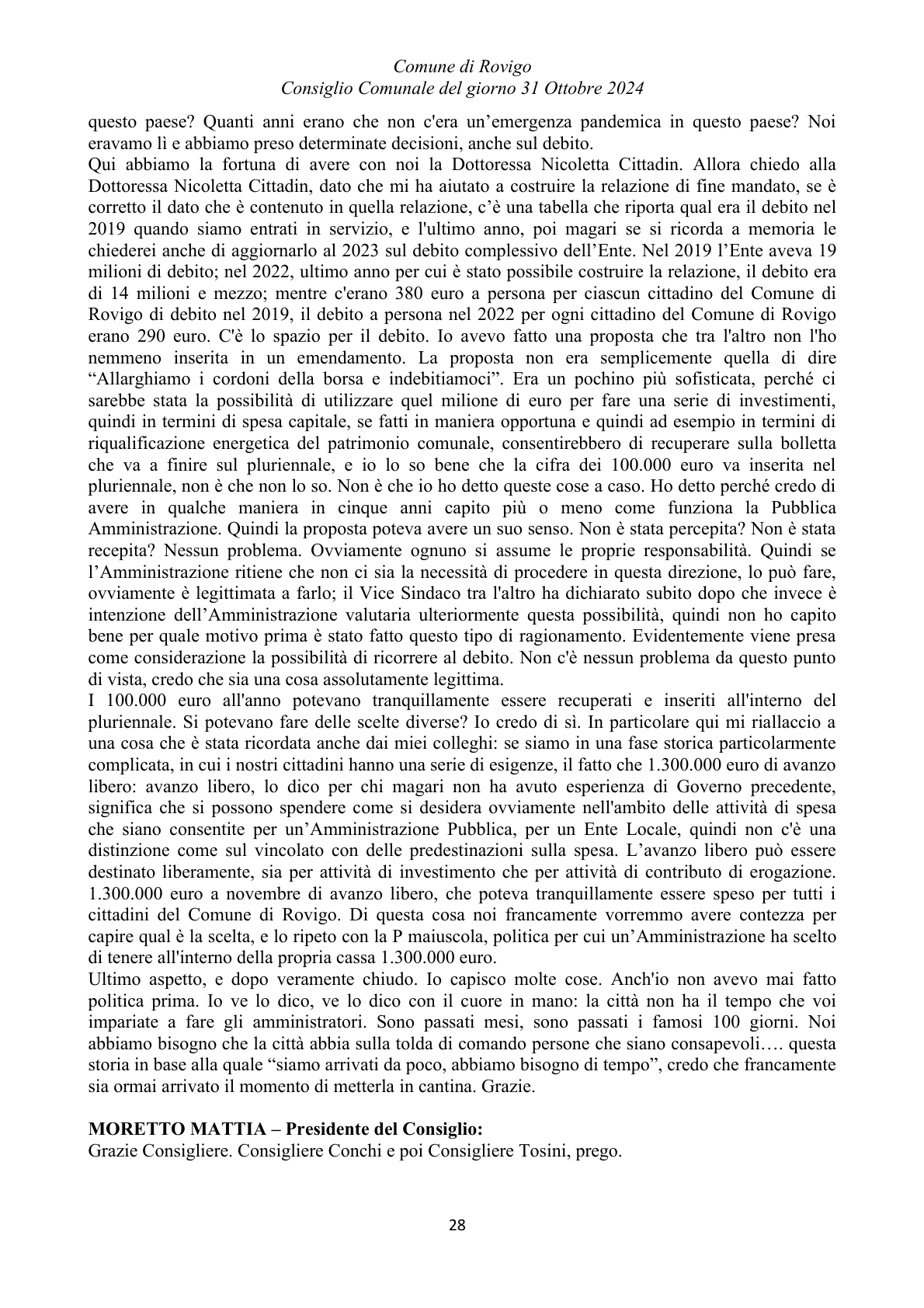 Pagina 28 del verbale