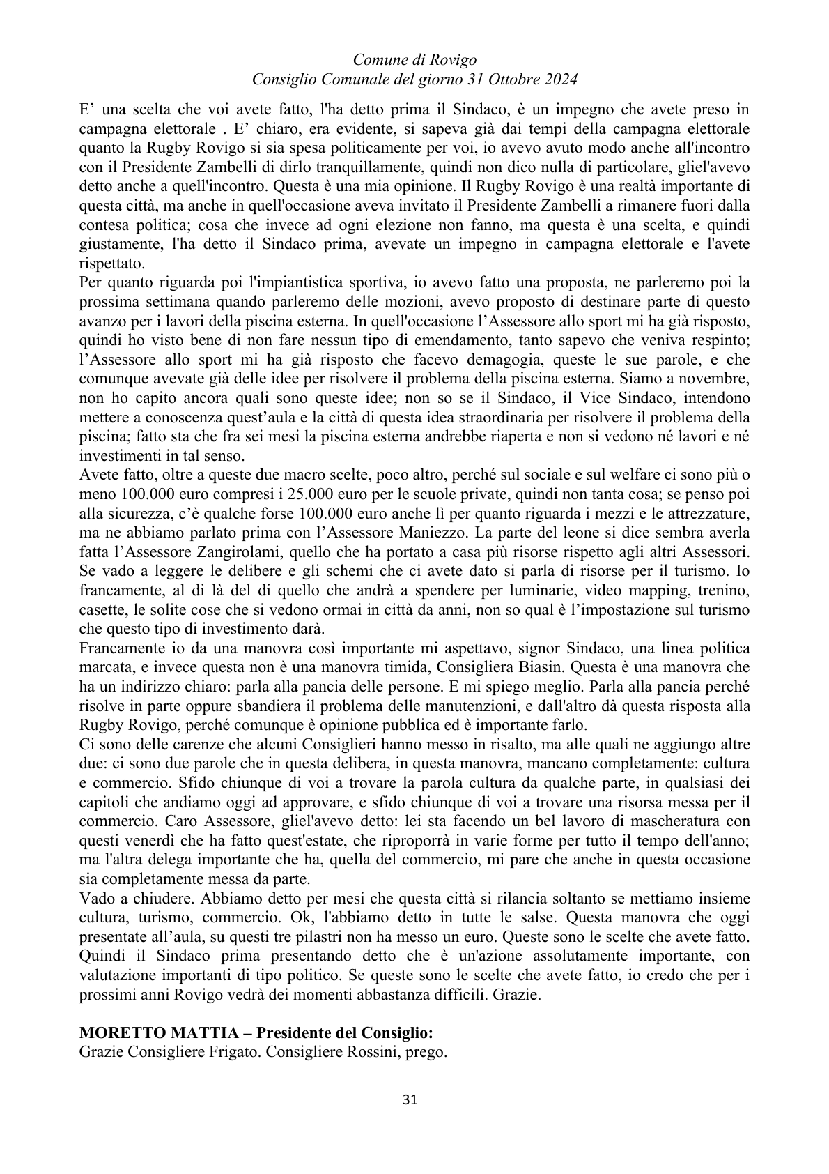 Pagina 31 del verbale