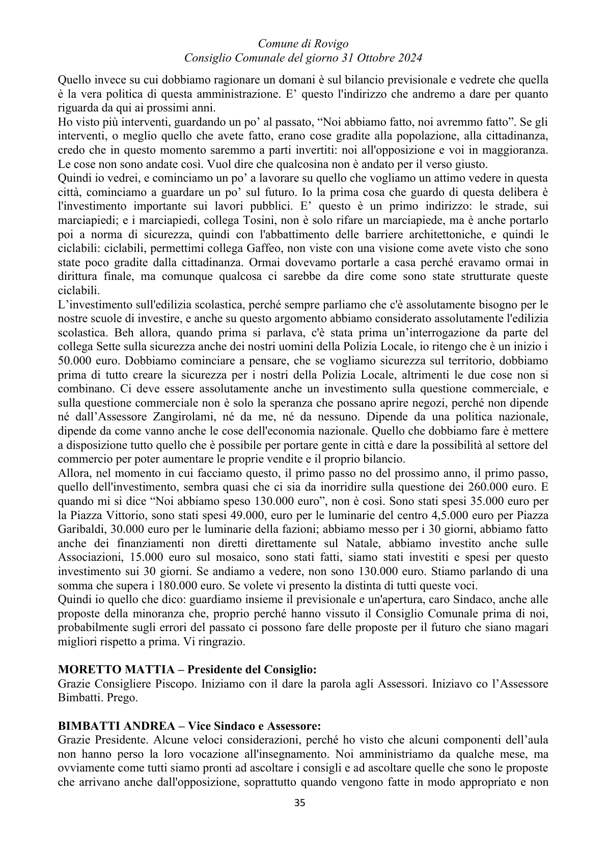 Pagina 35 del verbale
