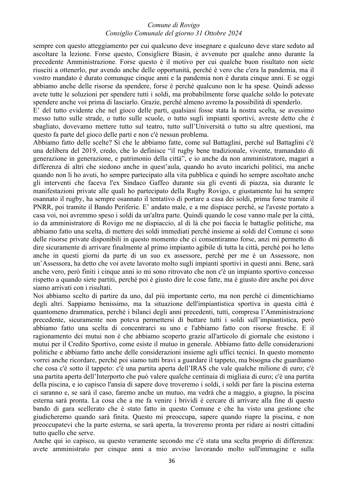 Pagina 36 del verbale