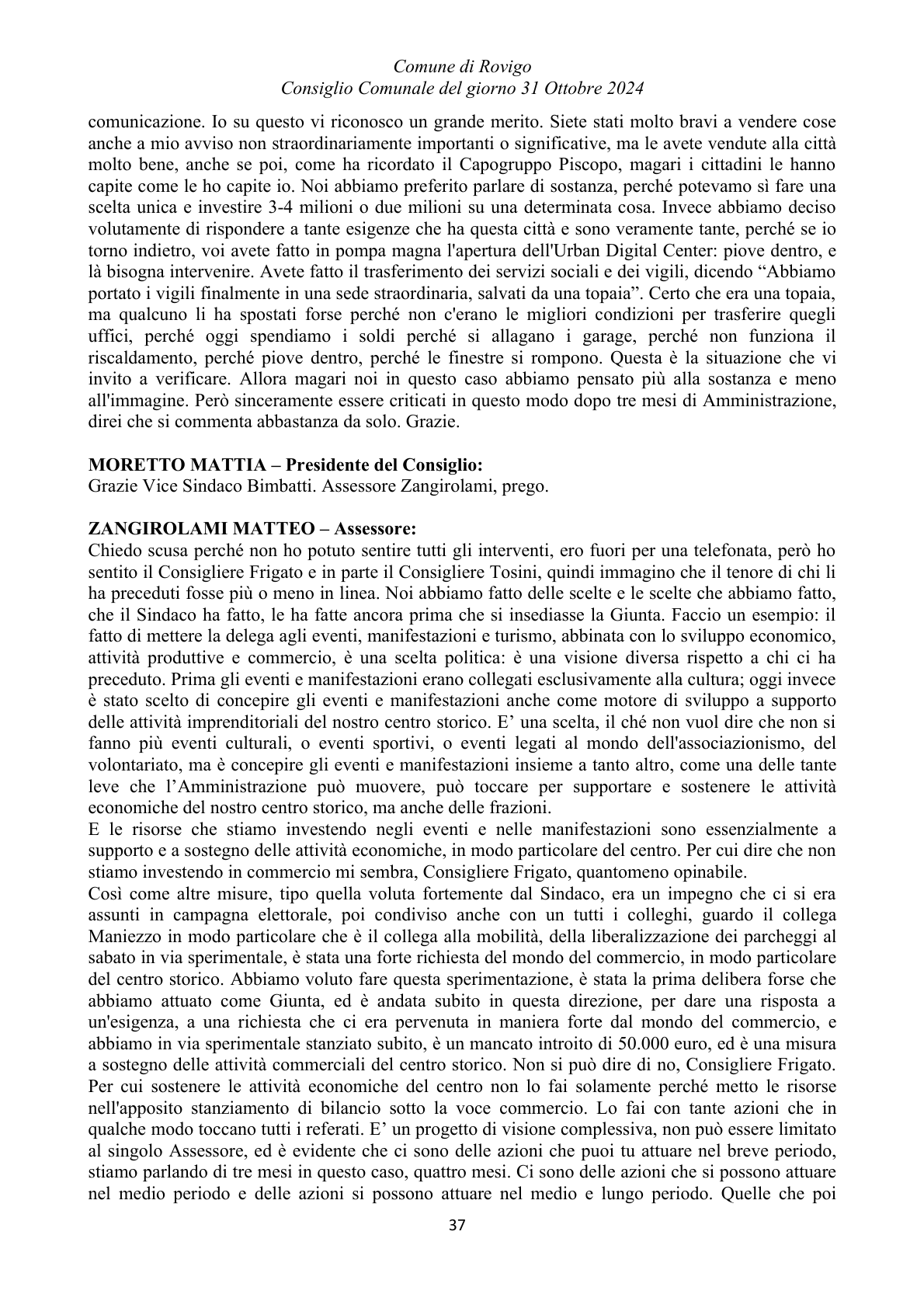 Pagina 37 del verbale