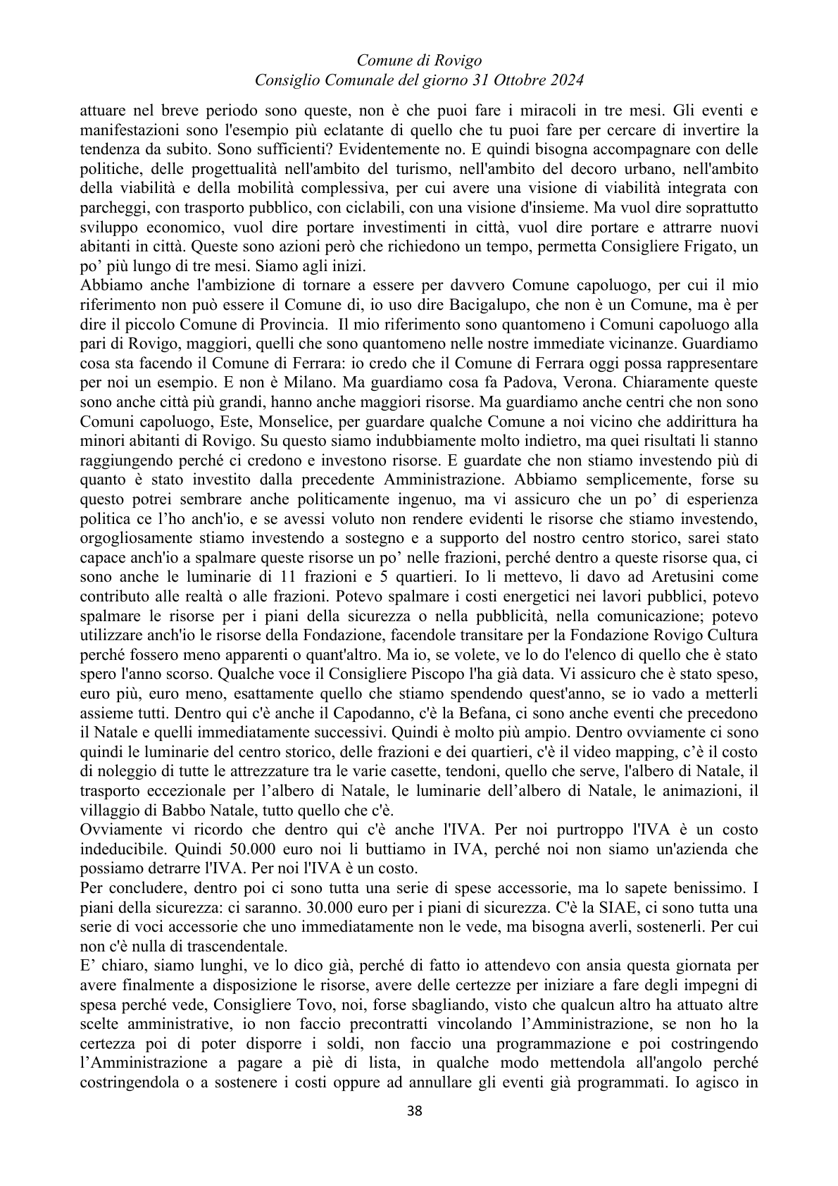 Pagina 38 del verbale