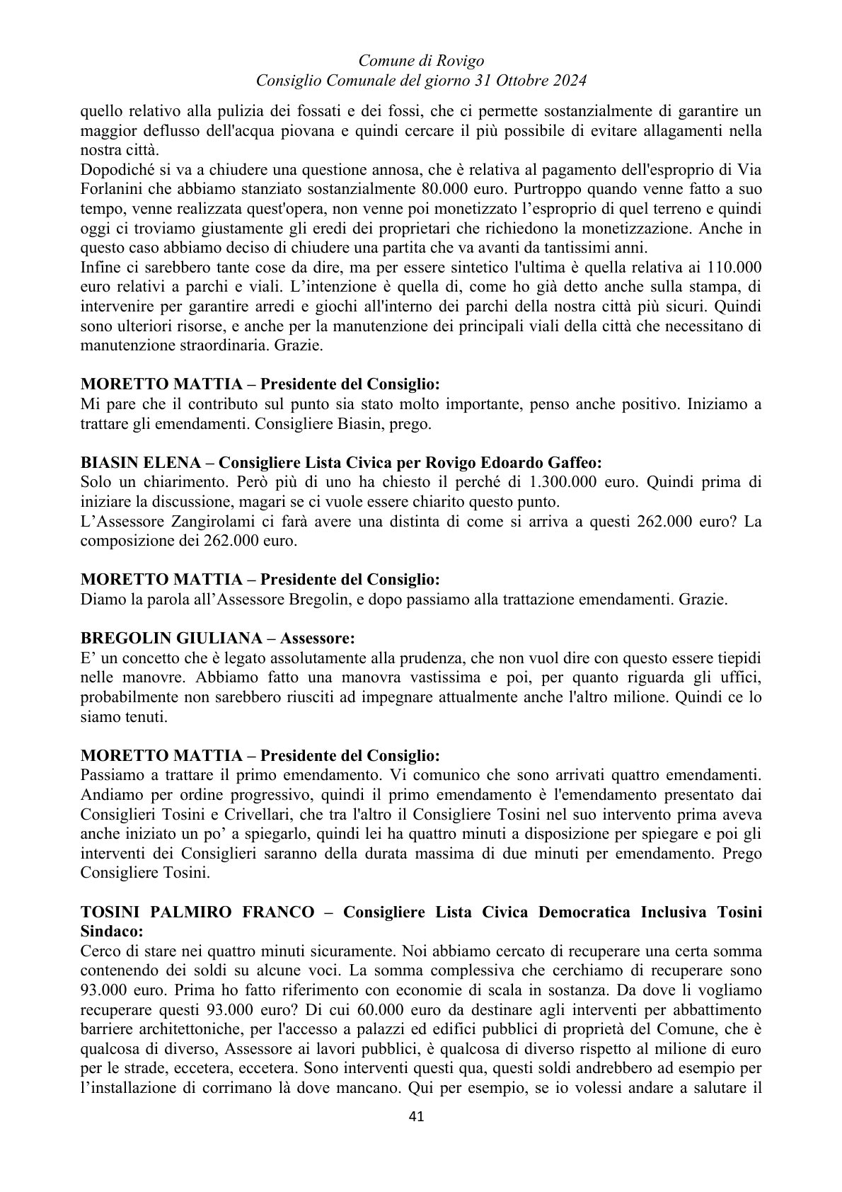 Pagina 41 del verbale