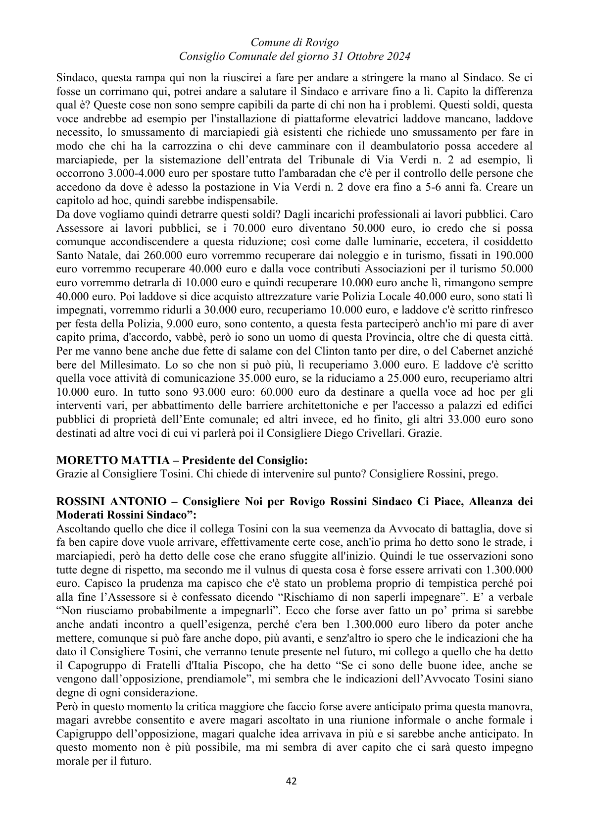 Pagina 42 del verbale