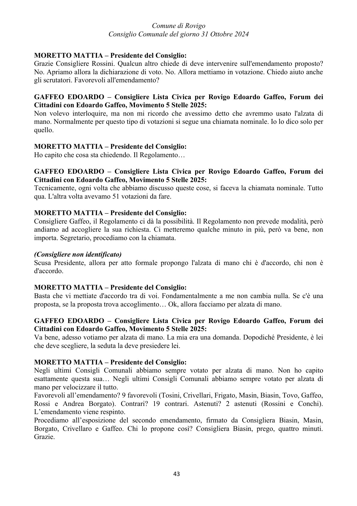 Pagina 43 del verbale