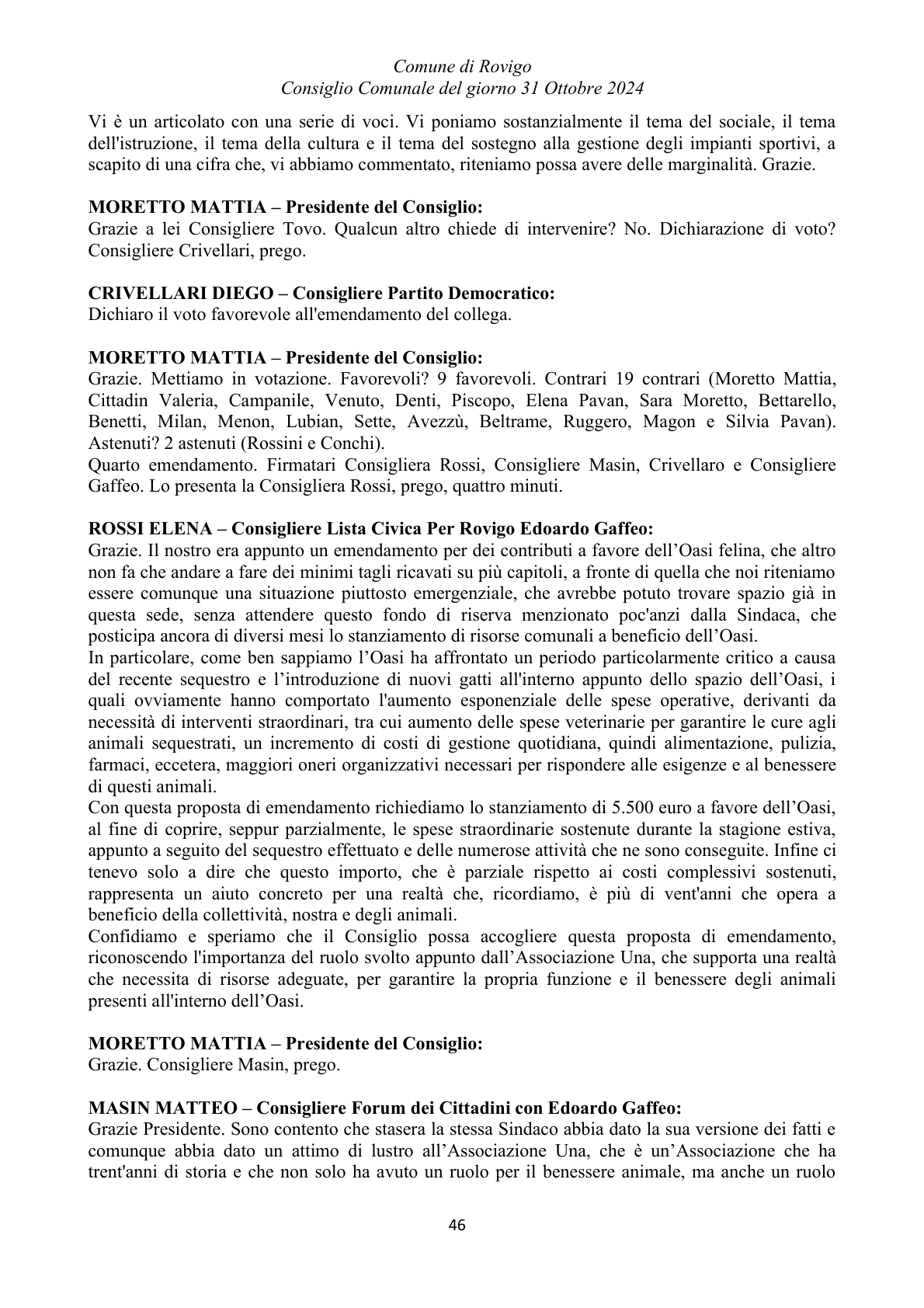 Pagina 46 del verbale