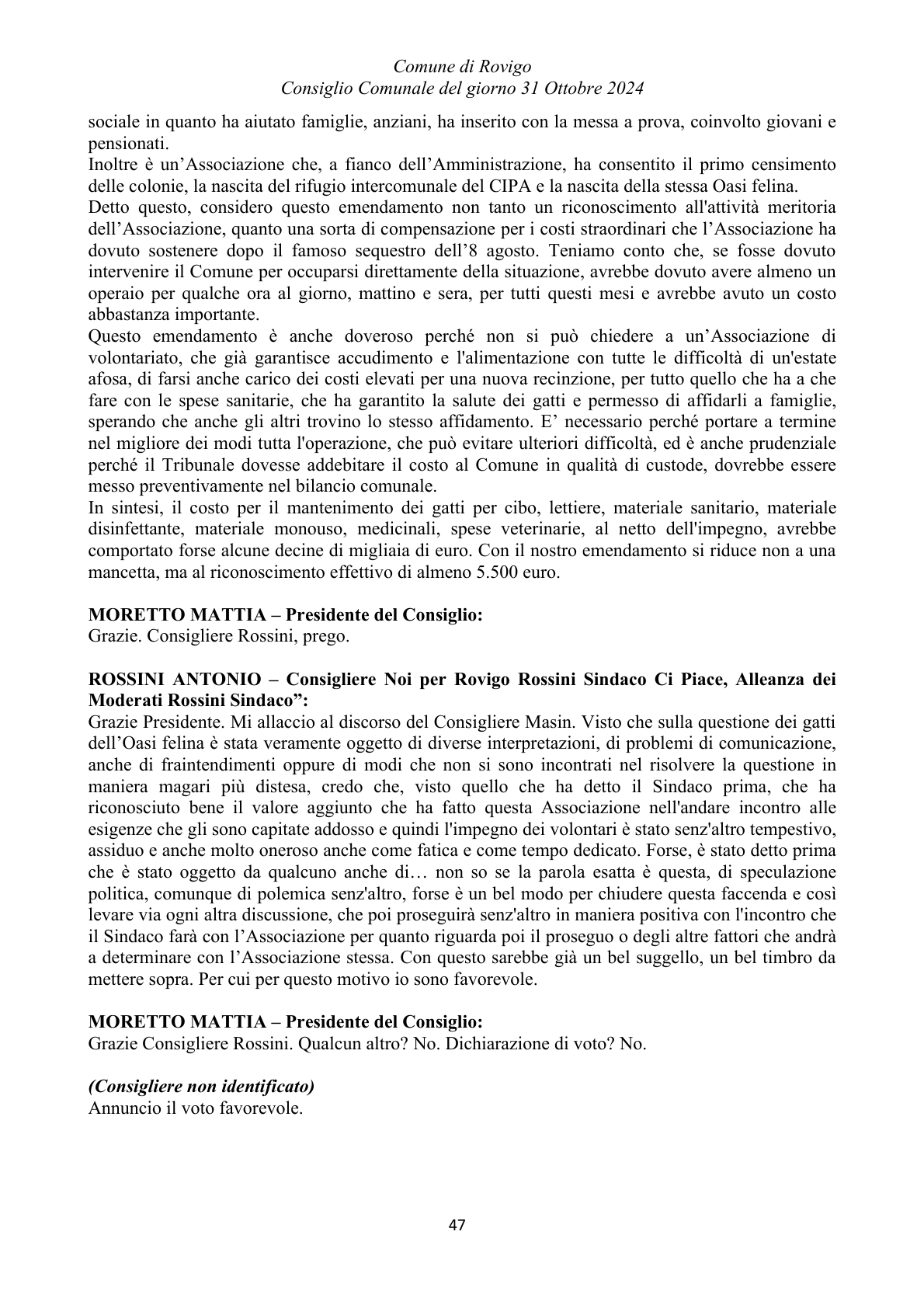 Pagina 47 del verbale