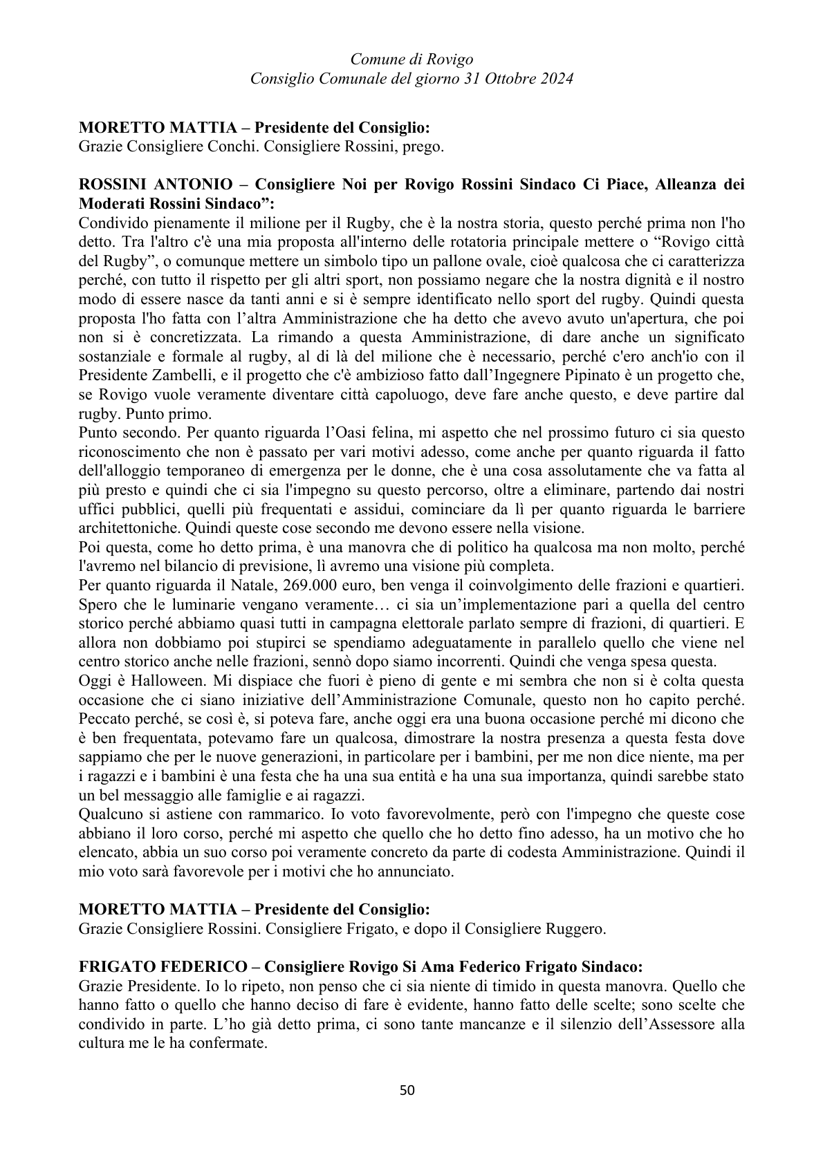 Pagina 50 del verbale