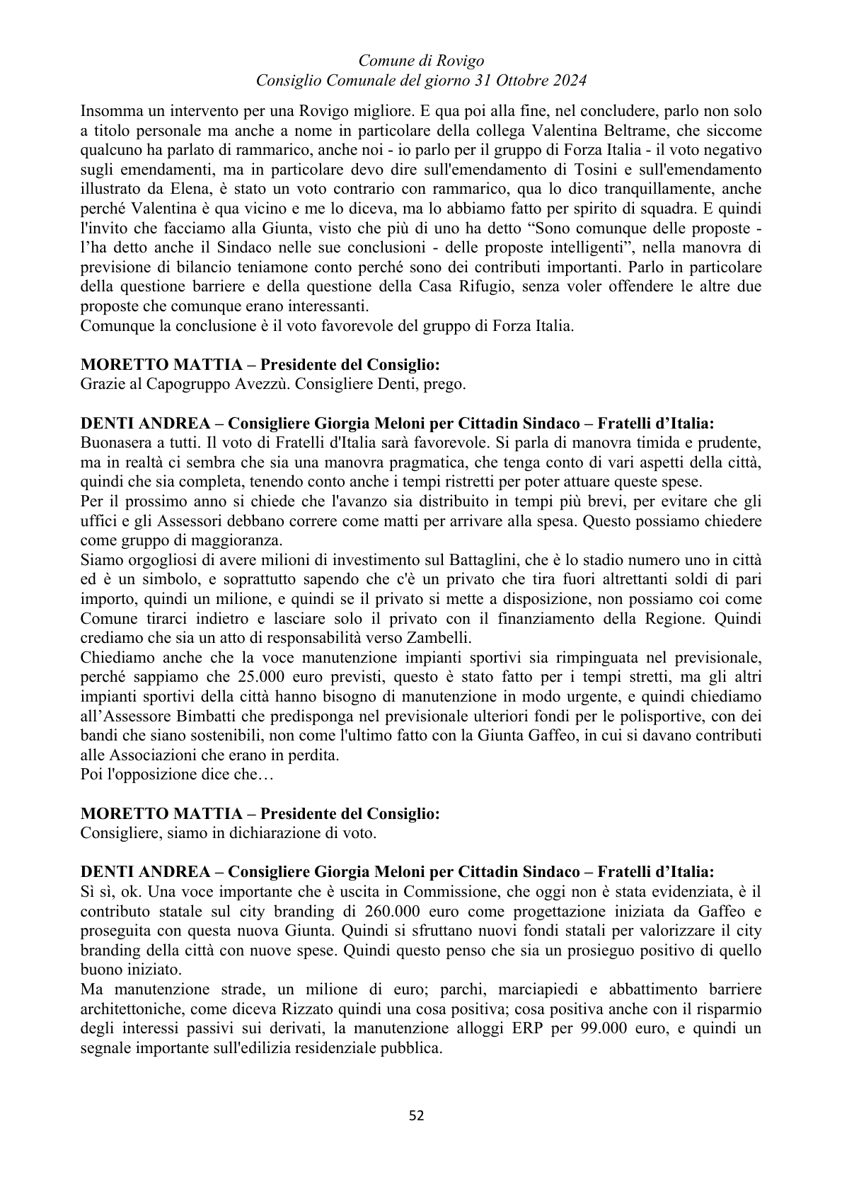 Pagina 52 del verbale