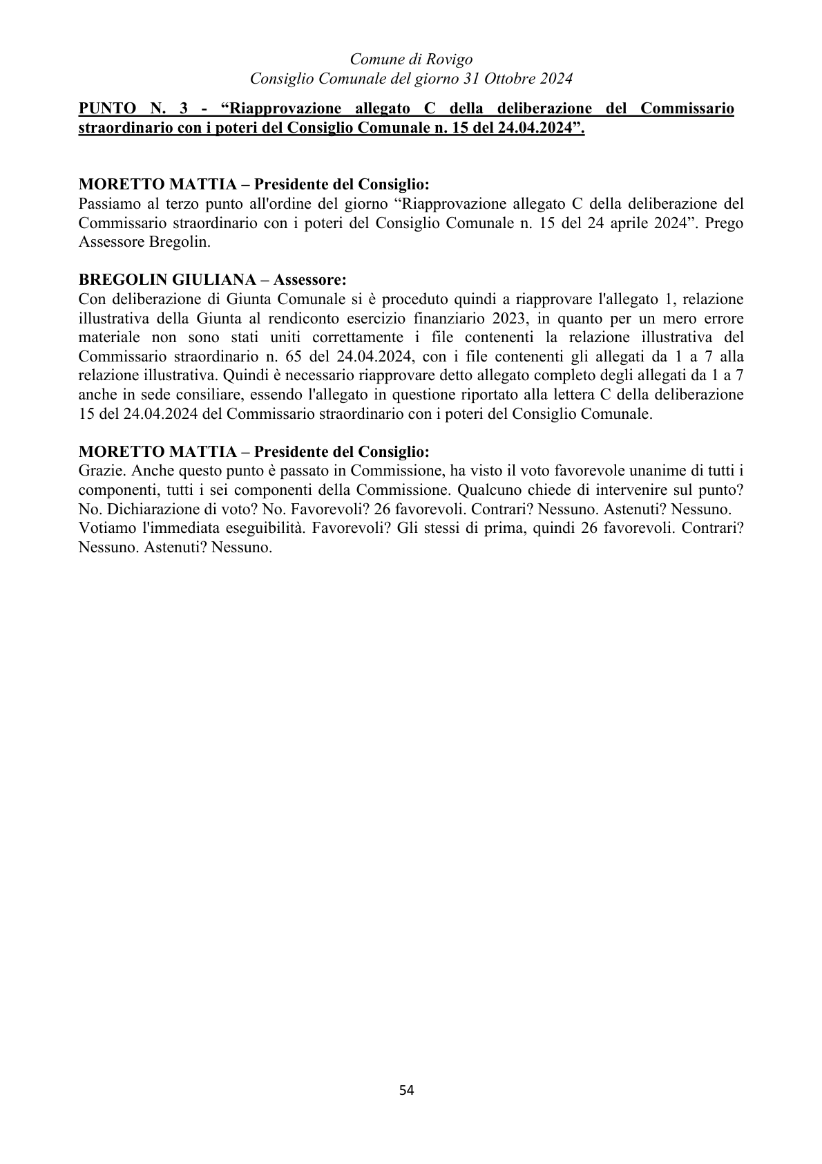 Pagina 54 del verbale