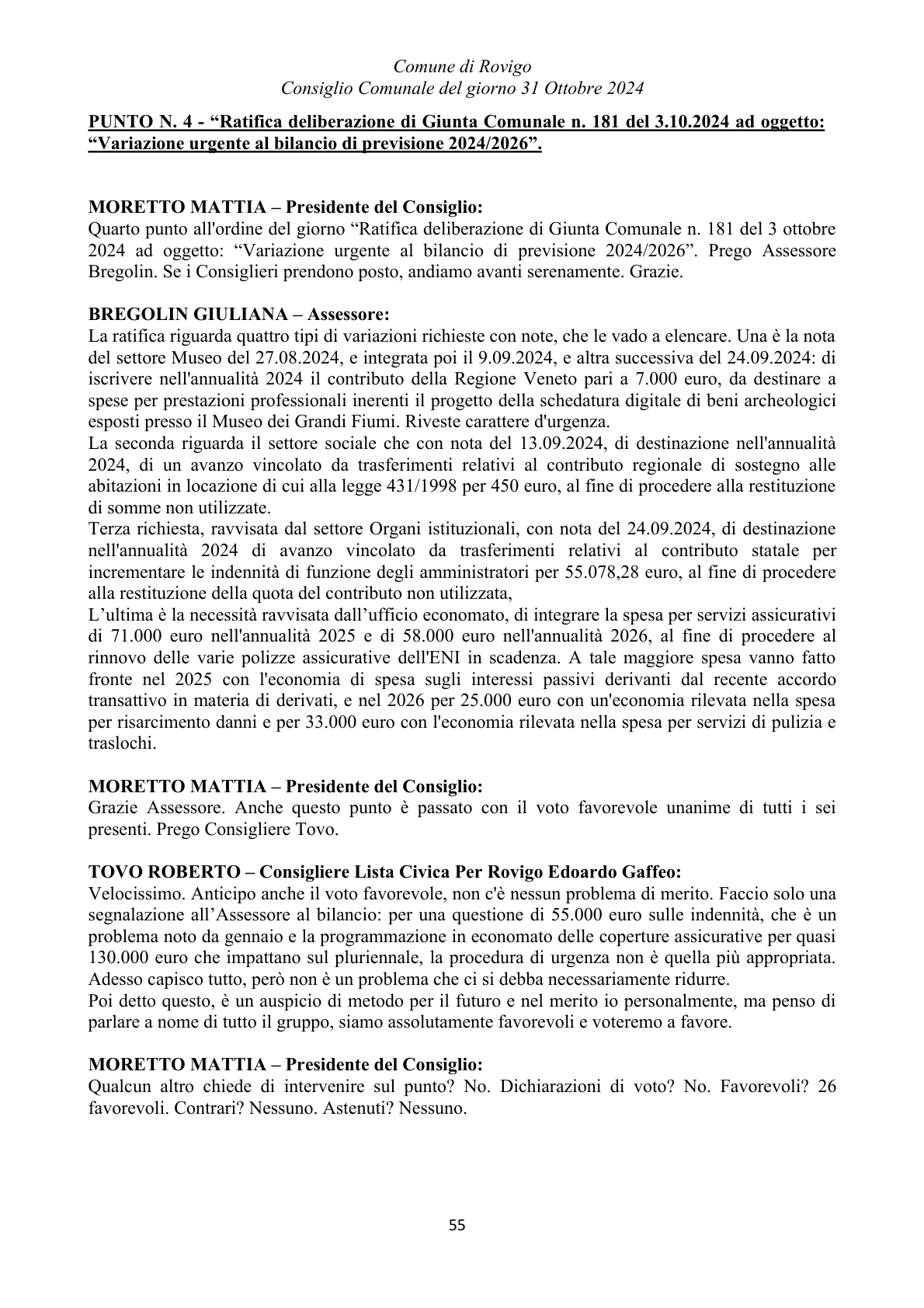 Pagina 55 del verbale